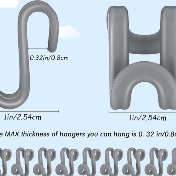 1 Set (30) Grey Closet Organizers. Clothes Hanger Extender Hooks - Picture 3 of 3